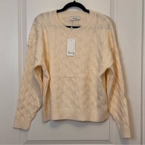 Sadie & Sage Cream Knit Crew Neck Sweater